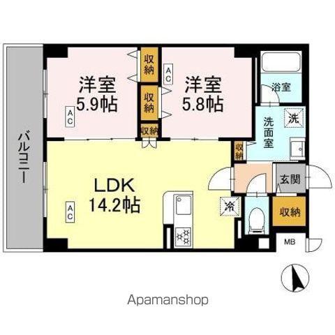 カスタリア西船橋II(2LDK/2階)の間取り写真
