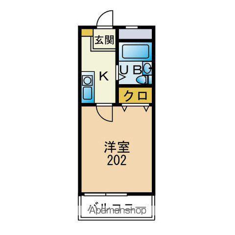 オーチャード那珂(1K/2階)の間取り写真