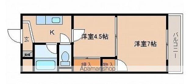 ライフコート(2K/2階)の間取り写真