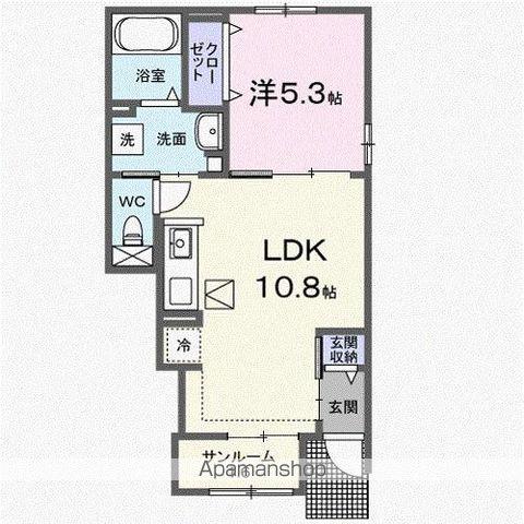 アプファールドⅡ(1LDK/1階)の間取り写真