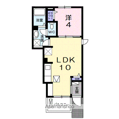 CREVIA(1LDK/1階)の間取り写真