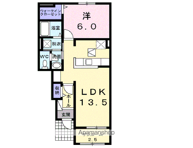 シャン ドゥ フルール C(1LDK/1階)の間取り写真