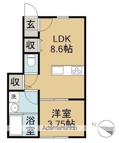 LUNA BIANCA TAKAGI A棟(1LDK/1階)の間取り写真