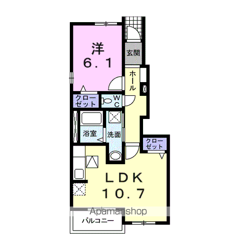 プチプランシュB(1LDK/1階)の間取り写真
