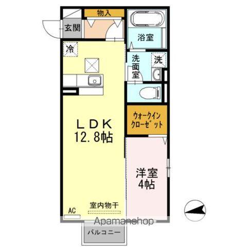 DEAR ROOMサチ(1LDK/1階)の間取り写真