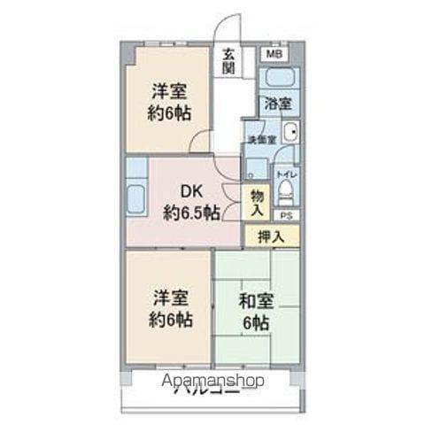 扶桑ハイツ2(3DK/4階)の間取り写真