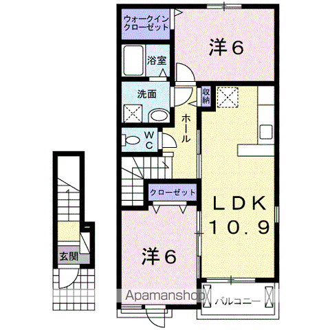 レジデンス SACLA(2LDK/2階)の間取り写真