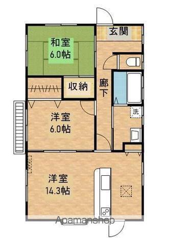 鹿児島県鹿屋市 1階建 築34年(2LDK)の間取り写真