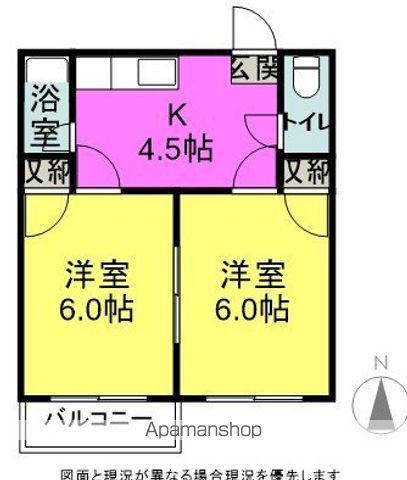 フォーブル高原ハイツ(2K/2階)の間取り写真