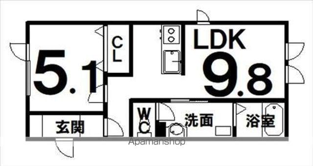 ハッピー(1LDK/2階)の間取り写真