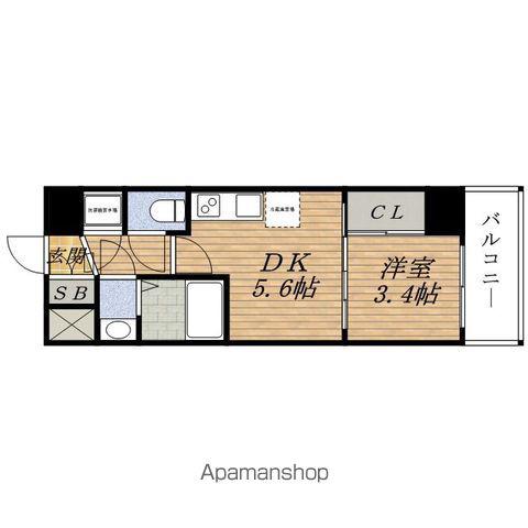 SERENITE新大阪カルム(1DK/4階)の間取り写真