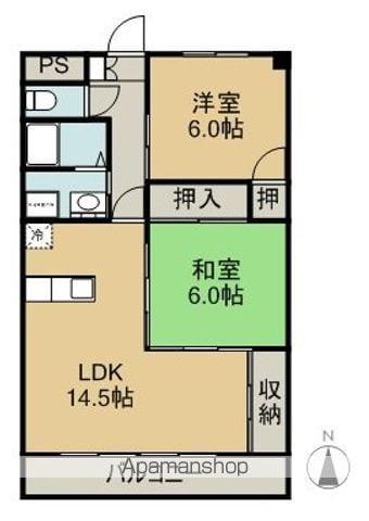 サンライフ宮本(2LDK/3階)の間取り写真
