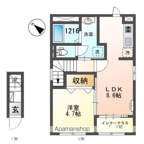 北初富 東中沢1丁目アパート(1LDK/2階)の間取り写真