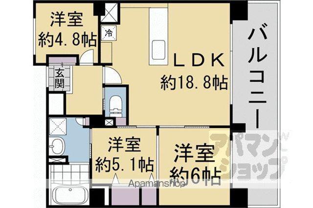 ライオンズマンション京都三条(3LDK/8階)の間取り写真