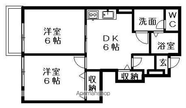 サウスガーデン(2DK/1階)の間取り写真