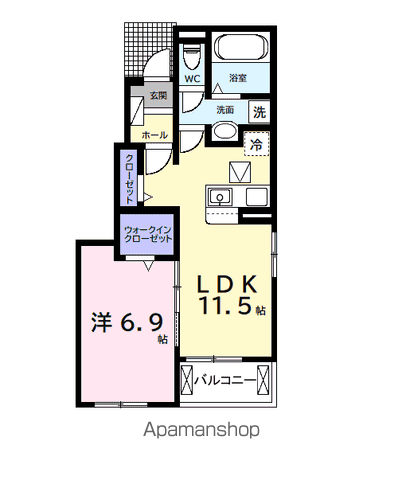 KOUWAⅠ(1LDK/1階)の間取り写真