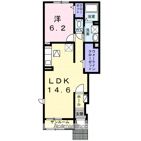 モデルノカーサ(1LDK/1階)の間取り写真