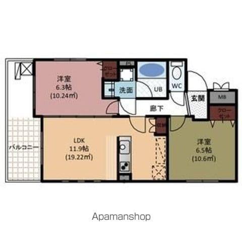 プレミアコート星ヶ丘(2LDK/3階)の間取り写真