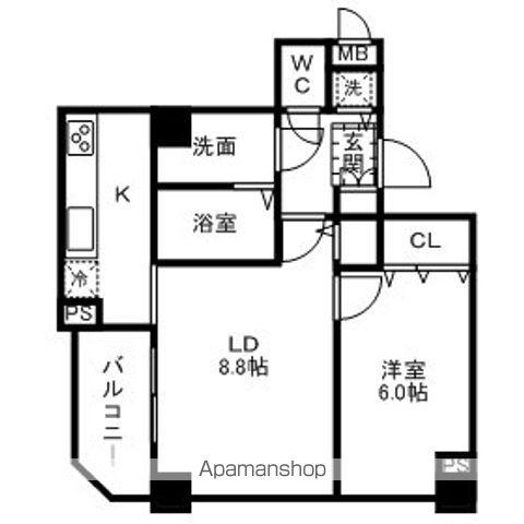菱和パレス飯田橋(1DK/5階)の間取り写真