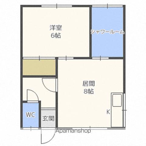眞鶴荘(1DK/2階)の間取り写真