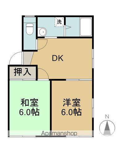 メゾン・ド・やまS棟(2DK/1階)の間取り写真