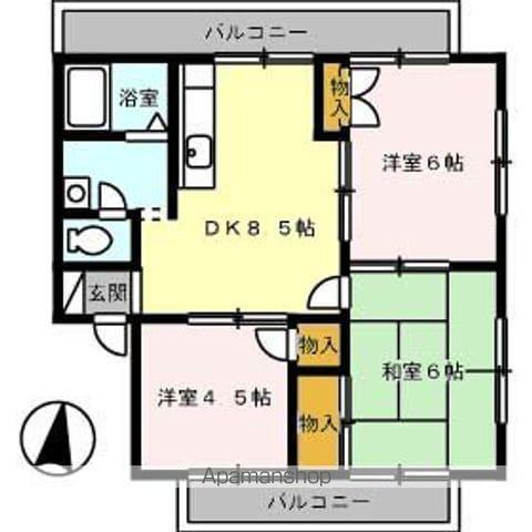 エバーグリーン手城A棟(3DK/3階)の間取り写真