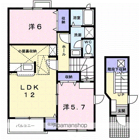ヴィラ・マリーンB(2LDK/2階)の間取り写真