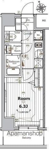 メイクス上前津Ⅲ(1K/2階)の間取り写真