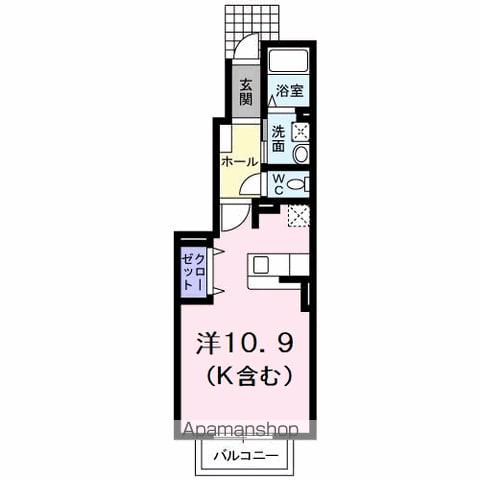 モンテ・リューⅠ(1K/1階)の間取り写真