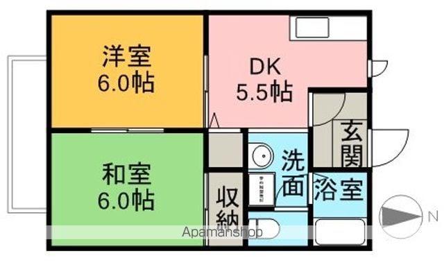 メゾントレビⅩⅡ(2DK/2階)の間取り写真