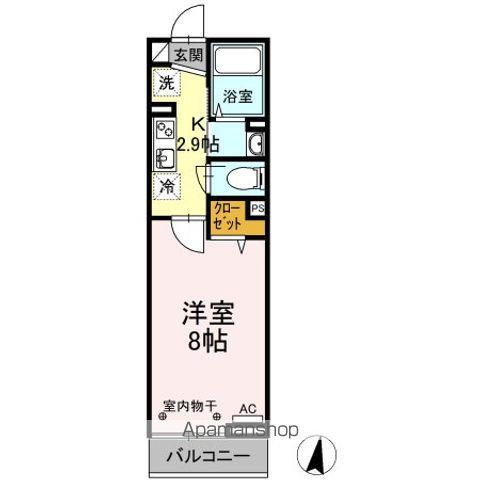 D-ROOM花京院(1K/2階)の間取り写真