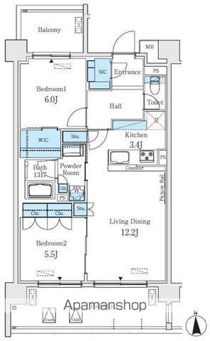 ベルヴュコート名古屋則武(2LDK/9階)の間取り写真