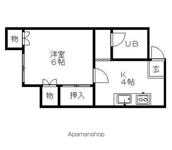 メゾンドール吉野町(1DK/2階)の間取り写真