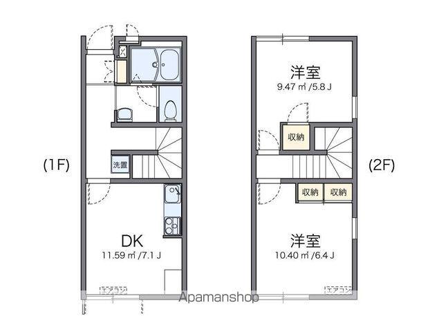 レオパレスウエスト広川二号館(2DK/1階)の間取り写真