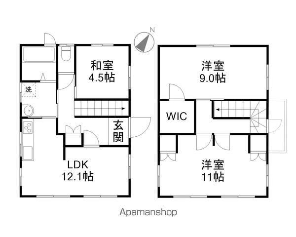 山形県鶴岡市 2階建 築17年(3LDK)の間取り写真