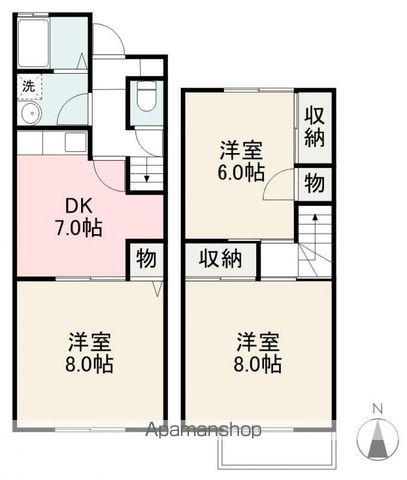 サンリッチA・B・C・D・E・F棟(3DK/1階)の間取り写真