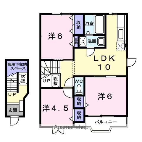 エスポワールB(3LDK/2階)の間取り写真