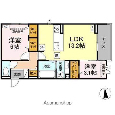 D-ROOM住吉 メゾン・ド・シャノワール(2LDK/1階)の間取り写真