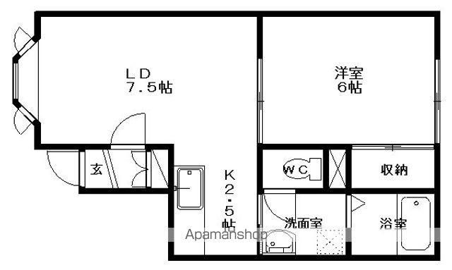 ミワハイツ3(1LDK/2階)の間取り写真