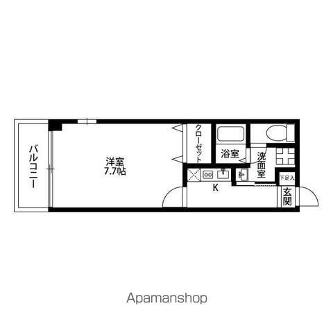 アンプルールフェールエアリーズⅡ(1K/1階)の間取り写真
