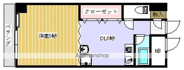 ラポール小町(1DK/2階)の間取り写真