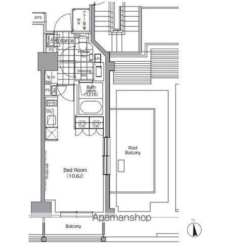パークハビオ門前仲町(ワンルーム/13階)の間取り写真