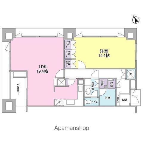 愛宕ビューアパートメント(1LDK/16階)の間取り写真