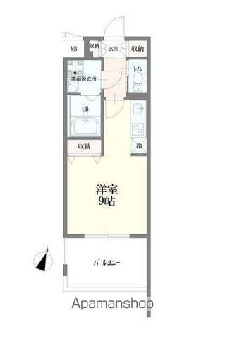 ベイタウン山手(ワンルーム/2階)の間取り写真