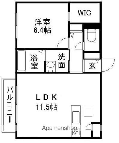 パークサイドヴィラC棟(1LDK/2階)の間取り写真