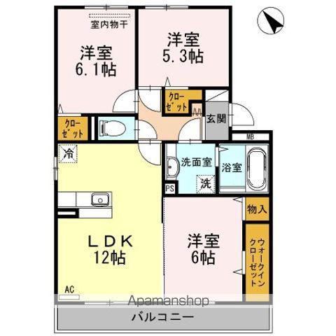 MONTE AT U(3LDK/2階)の間取り写真