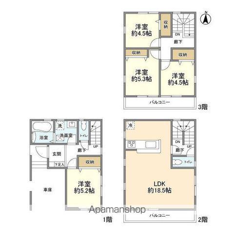 埼玉高速鉄道 鳩ケ谷駅 徒歩18分 3階建 築2年(4LDK)の間取り写真