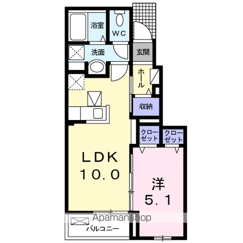 パーク S(1LDK/1階)の間取り写真