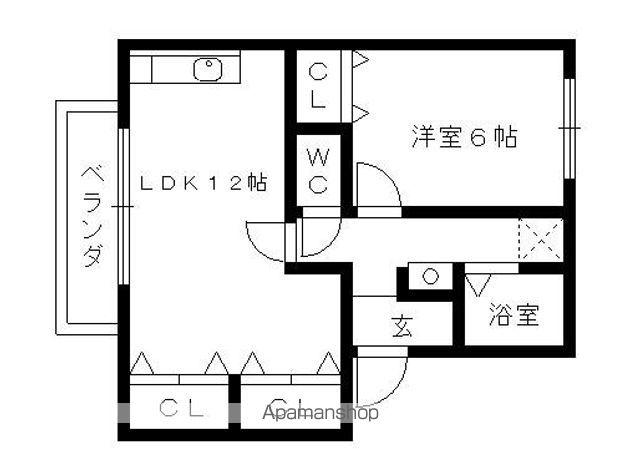 リバーフィールド(1LDK/1階)の間取り写真