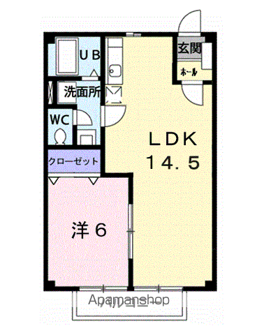 サンウェイ21Ⅰ(1LDK/2階)の間取り写真